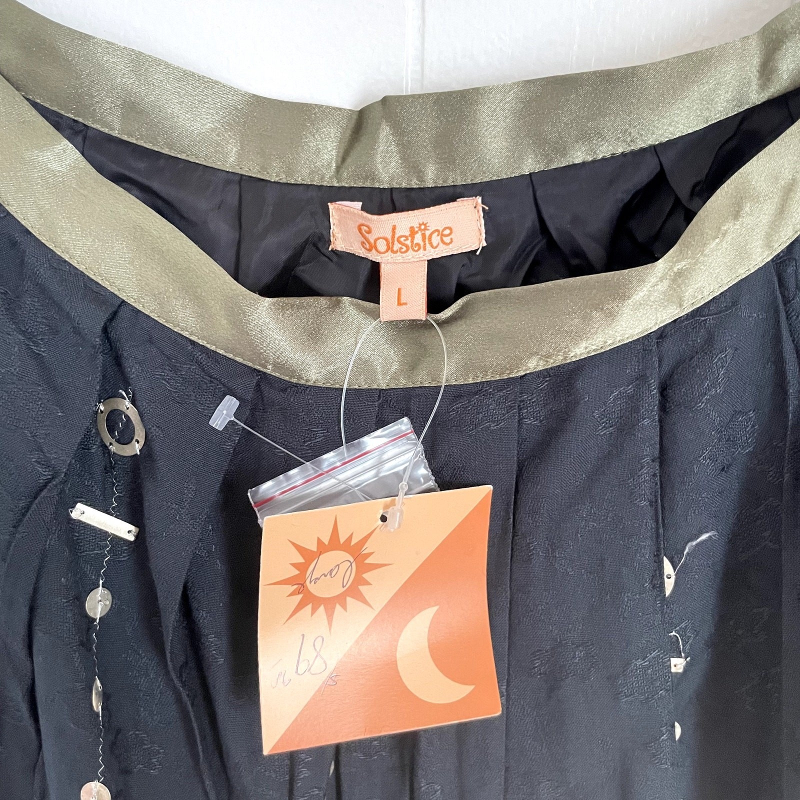 Vintage Y2k Black Pleated Skirt Metal Embellished Indie Boho Festival L — image 2 of 8